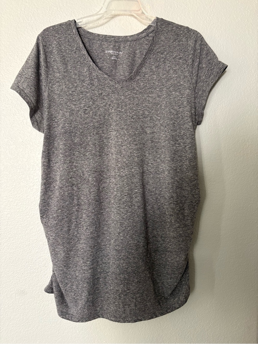 Liz Lange Heather Gray Women's Maternity V-Neck Tee sz XXL